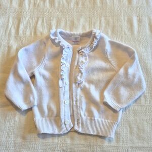 Hanna Andersson girls size 80 or 18-24 months white cardigan vguc